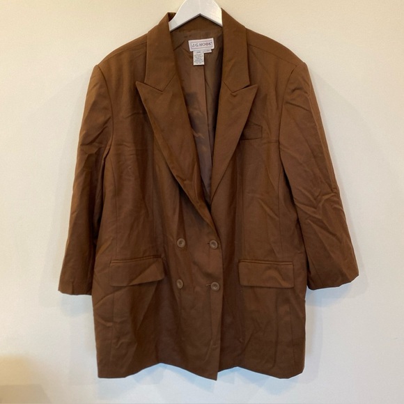 j.g. hook Jackets & Blazers - Vintage JG Hook Women's Brown Double Breasted Blazer Jacket Size 26W Wool